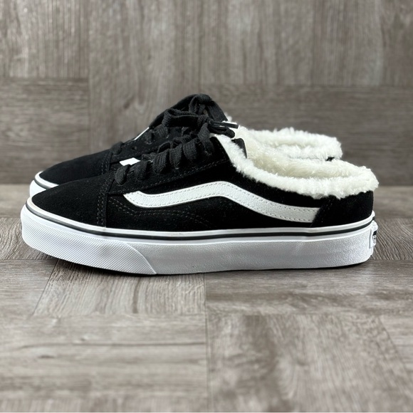 Vans Skater Old Skool Mule (Sued) Black/Sherpa Faux Fur Women’s Size 6.5 - Picture 5 of 16